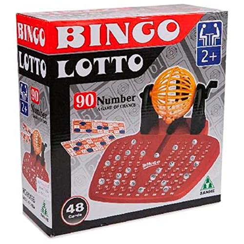 Acan Juego de Bingo Manual con 48 cartones y 90 Bolas, Incluye fichas de Juego, Juego de Mesa Tradicional, Familiar, mínimo 2 Jugadores, 30 x 23 x 14 cm, Modelo Aleatorio