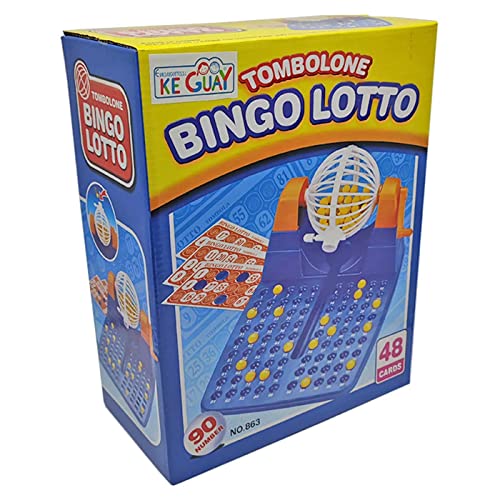 Acan Juego de Bingo Manual con 48 cartones y 90 Bolas, Incluye fichas de Juego, Juego de Mesa Tradicional, Familiar, mínimo 2 Jugadores, 30 x 23 x 14 cm, Modelo Aleatorio