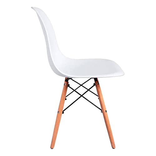 Acan Silla con Patas de Madera y Asiento de plástico Blanco 81 x 45 x 46 cm, Estilo nórdico, Silla de Interior, diseño escandinavo, Ideal para Comedor, Estudio, Sala de Estar, Cocina, Dormitorio