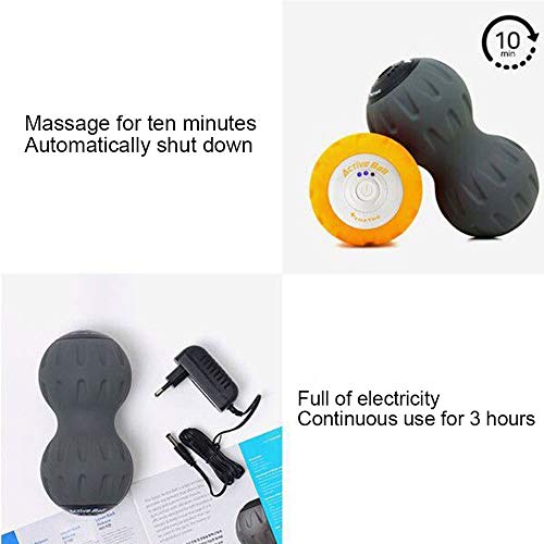 ACC Bola de Masaje Muscular eléctrica, Tres Modos de vibración de Carga USB, Yoga para aliviar el Ejercicio de Fatiga Muscular, Cross Fitness, Dolor de Espalda Baja, etc, fácil de Transportar,Black