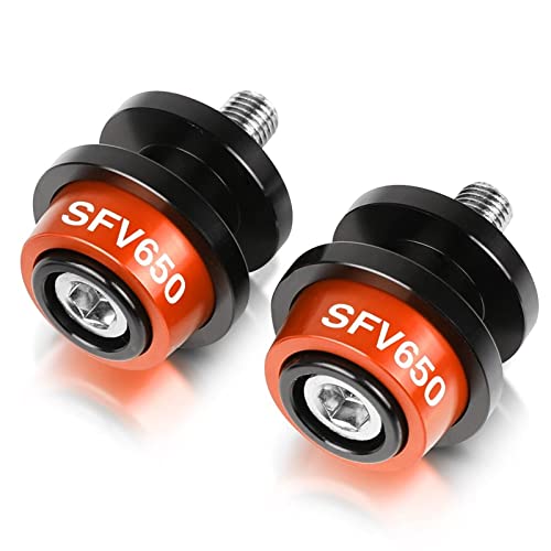 Accesorios Moto Carretes de sworkarm CNC Aluminio 8mm Tornillos de Soporte Motocicleta Swingarm Slider Spools for su-zu-ki SFV650 Gladius 2009-2016 2015 2014 2013 (Color Rojo) (Color : Naranja)