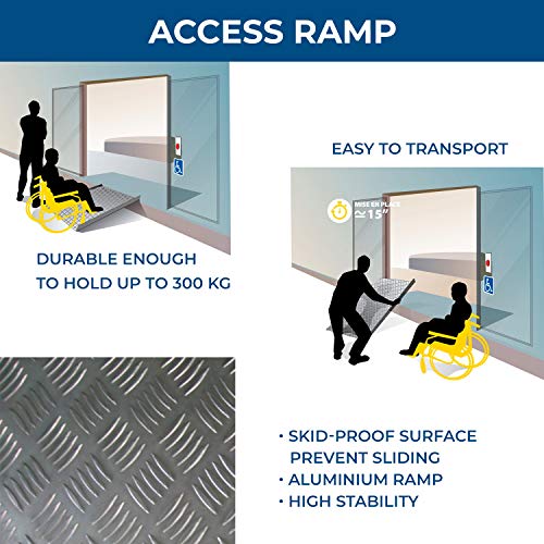 ACCESSMARKET Rampa extraíble Plato de aluminio para personas con movilidad reducida (100 cm)