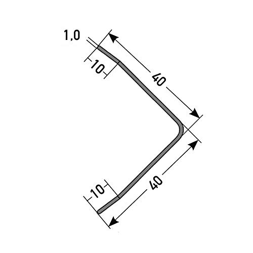 acerto 37414 Perfil de protección angular de acero inoxidable 125cm / 40 x 40 mm * Autoadhesivo * Made in Germany * Triple canto con punta | Perfil angular barra angular como protección