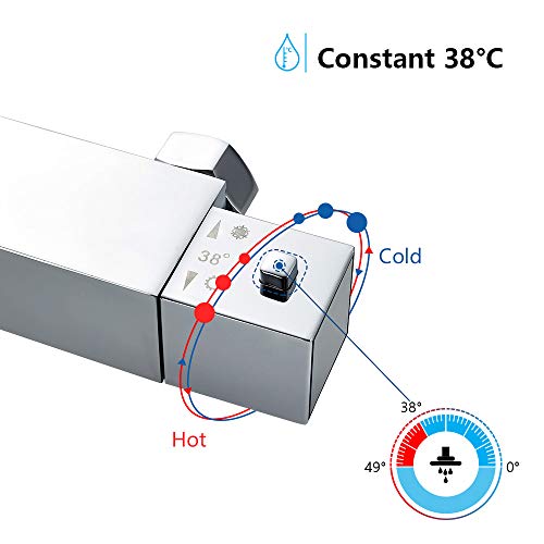 Acezanble Columna Ducha Termostatico,Grifo Ducha Para Baños, 38°C de Temperatura Constante Set de Ducha con 8'' Ducha de Lluvia y Ducha de Mano, Barra Altura Ajustable.