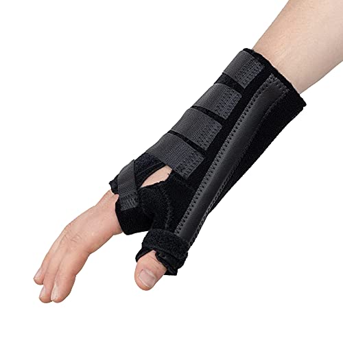 Actesso Órtesis muñequera Sanitaria para Pulgar fracturas de escafoides, túnel carpiano o esguinces (Negro, Pequeña Derecha)