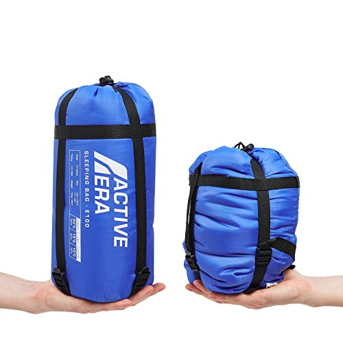 Active Era Saco de Dormir Ultraligero Resistente al Desgarro y al Agua. con Bolsa de Compresión Clima Cálido, Fiesta de Pijamas, Camping al Aire Libre y Excursión en los Meses de Verano