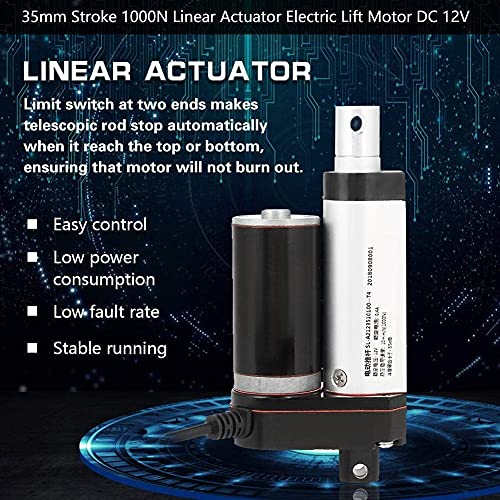 Actuador lineal-Carrera de 35 mm Heavy Duty 1000N Actuador lineal Motor de elevación eléctrica DC 12V