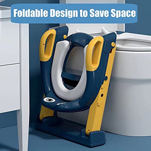 Adaptador WC Niños con Escalera, Aseo Asiento con Escalera, Plegable Reductor WC para Niños Acolchado Suave con Escalón, Antideslizante, para 1-8 Niños