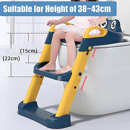 Adaptador WC Niños con Escalera, Aseo Asiento con Escalera, Plegable Reductor WC para Niños Acolchado Suave con Escalón, Antideslizante, para 1-8 Niños