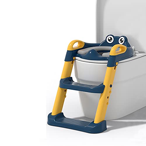 Adaptador WC Niños con Escalera, Aseo Asiento con Escalera, Plegable Reductor WC para Niños Acolchado Suave con Escalón, Antideslizante, para 1-8 Niños