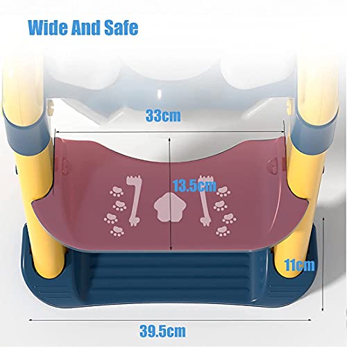 Adaptador WC Niños con Escalera, Aseo Asiento con Escalera, Plegable Reductor WC para Niños Acolchado Suave con Escalón, Antideslizante, para 1-8 Niños