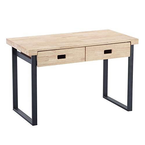 Adec Group Natural, Mesa Estudio con 2 Cajones, Mesa de Despacho, Mesa de Escritorio, Color Roble Salvaje y Negro, Medidas: 120 cm (Largo) x 60 cm (Ancho) x 75 cm (Alto)