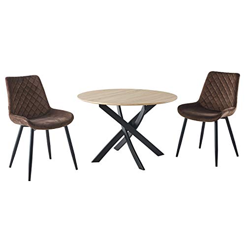 Adec Group Zen, Mesa de Comedor Redonda, Mesa de Salon, Cocina, Color Roble Salvaje y Negro Mate, Medidas: 100 cm (Diámetro) x 75 cm (Alto)