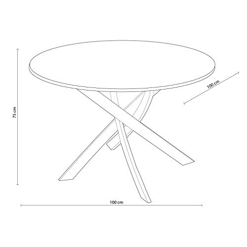 Adec Group Zen, Mesa de Comedor Redonda, Mesa de Salon, Cocina, Color Roble Salvaje y Negro Mate, Medidas: 100 cm (Diámetro) x 75 cm (Alto)