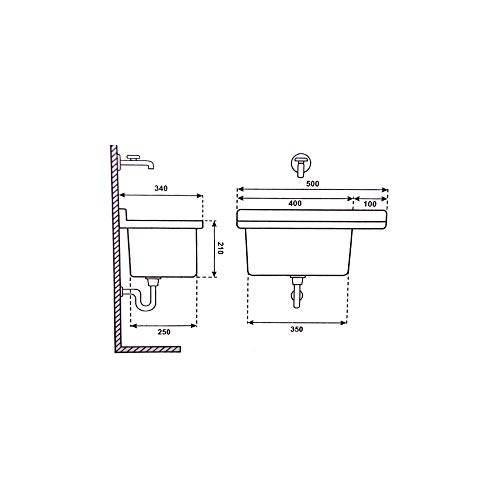 ADGO Fregadero de Cocina para el Hogar con Lavabo de Cámara Profunda con Batería, Grifo y Contenedor Dispensador de Jabón, para Jardín, Sótano de Garaje, Baños, Taller, Fábrica Industrial, 50cm Blanco