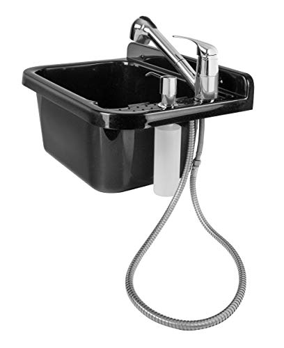 ADGO Fregadero de Cocina para el Hogar con Lavabo de Cámara Profunda con Batería, Grifo y Contenedor Dispensador de Jabón, para Jardín, Sótano de Garaje, Baños, Taller, Fábrica Industrial, 50cm Blanco