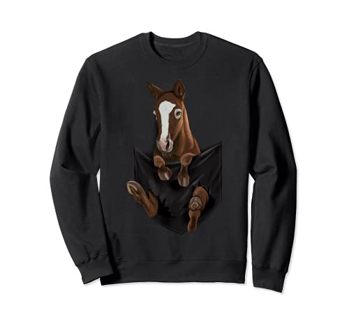 Adorable Caballo Marrón Bolsillo Sudadera