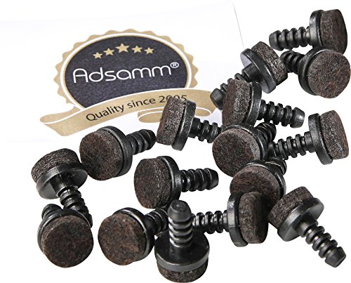 Adsamm® / 16 x Conteras entrantes con fieltro/ø 14 mm/interior ø 5-6 mm/negras/redondas/tapones deslizantes con fieltro para patas de tubo en primera calidad