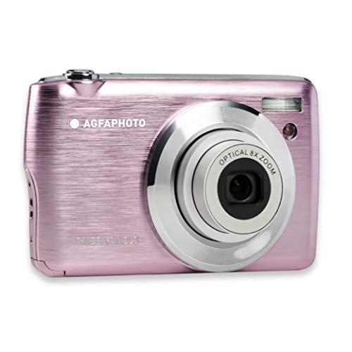 AGFA Foto Realishot DC8200 - Cámara de Fotos Digital compacta (18 MP, vídeo Full HD, Pantalla LCD de 2,7 Pulgadas, Zoom óptico 8X, batería de Litio y Tarjeta SD de 16 GB), Color Rosa