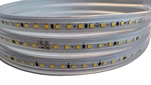 Ahorraluz Tira 220v 2835 120 Led/m Alta LUMINOSIDAD, con Interruptor. Impermeable Frío Cálido Waterproof IP67 Strip (Blanco Neutro, 1M), 11 W