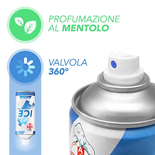 AIESI® Hielo Spray instantáneo con MENTOL lata de 400 ml ICE SPRAY (Paquete de 12 piezas) # Made in Italy