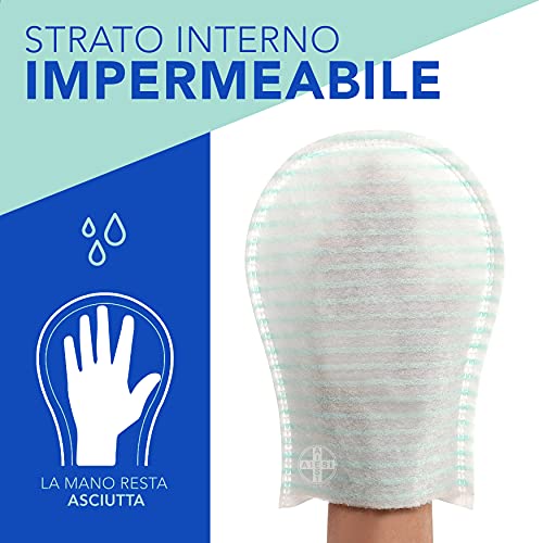 AIESI® Manoplas Jabonosas desechables de alta calidad impermeable con esponja suave (Paquete de 100 piezas) # Delicadamente perfumado # Sin enjuague