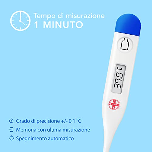 AIESI® Termómetro digital profesional para fiebre en adultos y niños DOCTOR DIGITHERM # Resultado en 1 MINUTO # Garantía de 24 meses