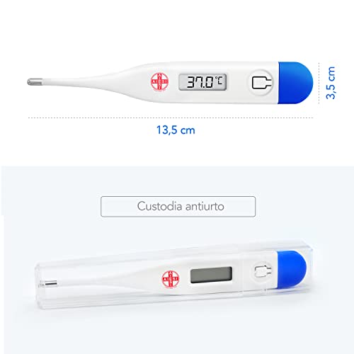 AIESI® Termómetro digital profesional para fiebre en adultos y niños DOCTOR DIGITHERM # Resultado en 1 MINUTO # Garantía de 24 meses