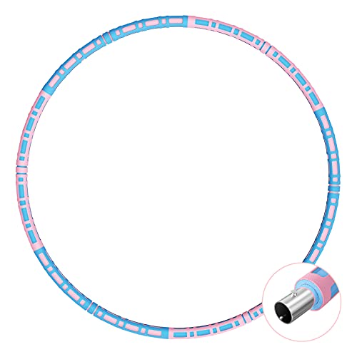 Aikove Hula Hoop, Peso Hula Hoop para Fitness, Tubo de Acero Inoxidable de Espuma de Doble Capa, Hula Hoop para Jóvenes Adultos Damas Extraíble de 6 Piezas, Peso Ajustable, Ejercicio, Pérdida de Peso