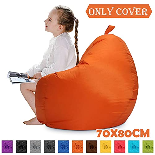 Ailler - Puf gigante de pera, para adultos y niños, sin relleno, cojín de suelo, puf de salón, gran sillón para interior y exterior, 70 x 80 cm, color rojo