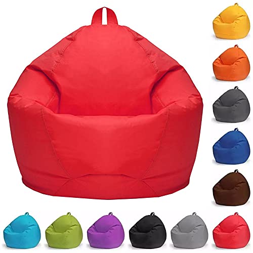 Ailler - Puf gigante de pera, para adultos y niños, sin relleno, cojín de suelo, puf de salón, gran sillón para interior y exterior, 70 x 80 cm, color rojo