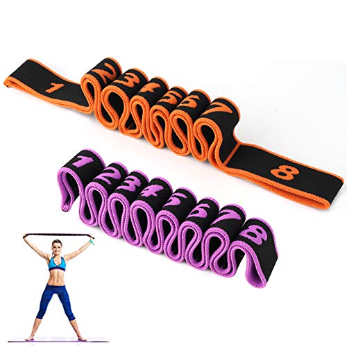 AIOIA Bandas Elasticas Fitness,Banda de Estiramiento con 8 bucles de Estiramiento,Correa de Yoga Banda Elástica de Resistencia para Yoga,Fitness y Danza