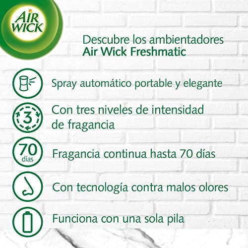 Air Wick Freshmatic - Aparato y Recambios de ambientador spray automático, esencia para casa con aroma a Oasis Turquesa - 1 aparato y 4 recambios