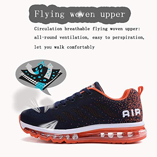 Air Zapatillas de Running para Hombre Mujer Zapatos para Correr y Asfalto Aire Libre y Deportes Calzado Unisexo Blue Orange 38