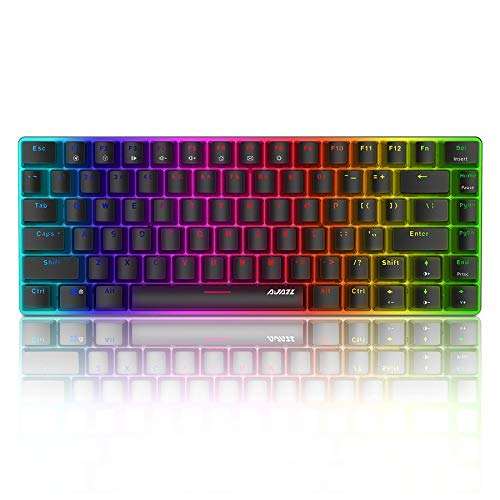 AJAZZ AK33 Teclado mecánico Gaming RGB Azul Switch 82 Teclas 100% Anti-Ghosting 19 Modos de iluminación RGB para PC/Mac con Windows