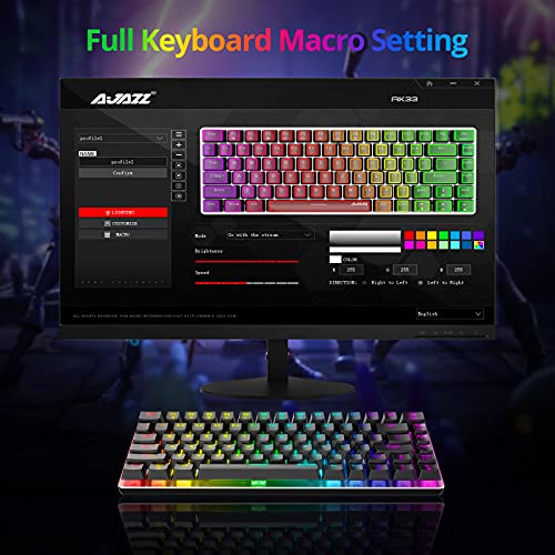 AJAZZ AK33 Teclado mecánico Gaming RGB Azul Switch 82 Teclas 100% Anti-Ghosting 19 Modos de iluminación RGB para PC/Mac con Windows