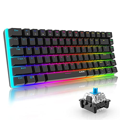 AJAZZ AK33 Teclado mecánico Gaming RGB Azul Switch 82 Teclas 100% Anti-Ghosting 19 Modos de iluminación RGB para PC/Mac con Windows