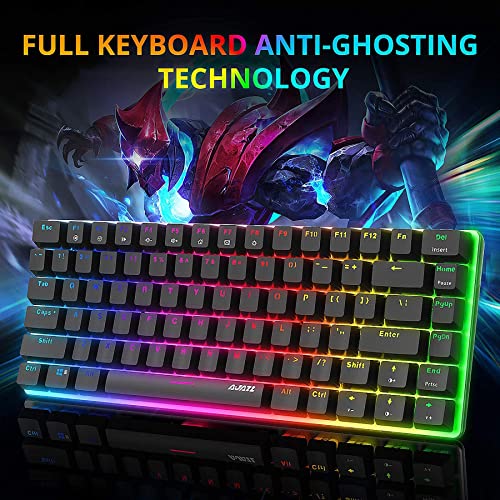 AJAZZ AK33 Teclado mecánico Gaming RGB Azul Switch 82 Teclas 100% Anti-Ghosting 19 Modos de iluminación RGB para PC/Mac con Windows