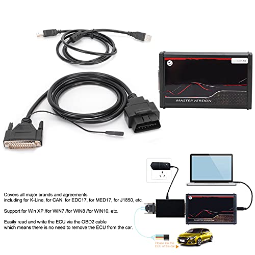 Akozon OBD2 Tuning Kit, EU Online OBD2 ECU Tuning Kit para KESS 5.017 V2.8 Kt V7.020 Herramienta de diagnóstico de camión de automóvil Sin fichas Detector de fallas de automóvil