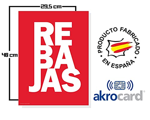 akrocard Cartel Resistente PVC - Rebajas - Señaletica de Aviso - Ideal para Colgar