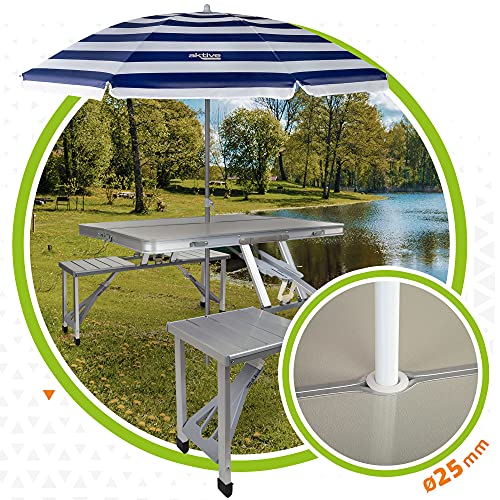 Aktive 52887 - Mesa de camping plegable con sillas, 135x86x67 cm, Mesa maleta plegable, Mesa de picnic, Mesa maleta con sillas, Mesa plegable sillas, Mesa camping plegable aluminio