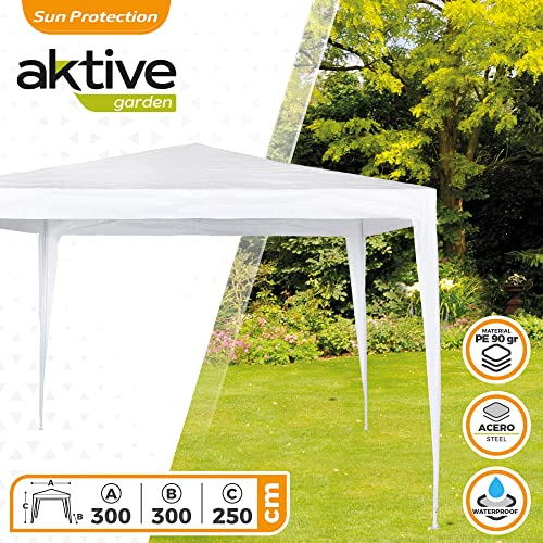 Aktive 53857 - Cenador cuadrado Aktive Garden polietileno blanco