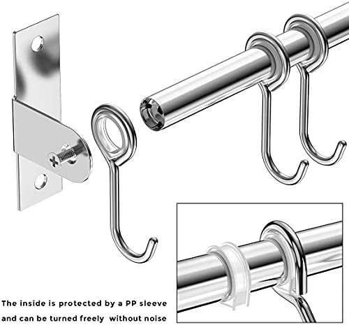 Al-Felice Perchero de acero inoxidable para cocina, barra de cocina con 10 ganchos móviles, soporte de cocina