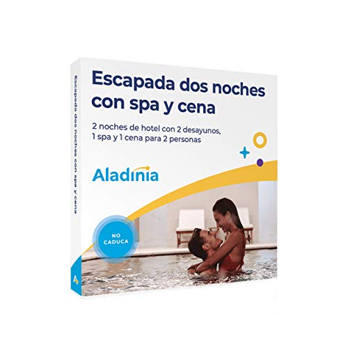 ALADINIA Hotel, SPA y Cena 2 Noches. Pack de escapadas Originales para Regalar. Cofre Regalo de Estancia 2 Noches con SPA y Cena Gourmet. No caduca, Cambios Gratis e ilimitados