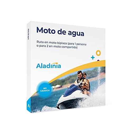 ALADINIA Moto de Agua. Cofre de Experiencias para Regalar. Pack Aventura de Ruta en Moto acuática biplaza. No Caduca, Cambios de Experiencia Gratis e Ilimitados