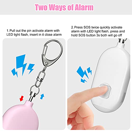 Alarma Personal de Emergencia [Paquete de 2] Qoosea Scream Safesound Alarma 130dB Linterna LED para Niños Mujeres Ancianos Protección