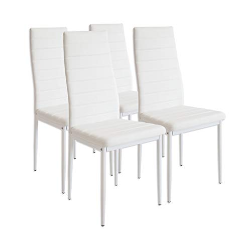 Albatros 2552 Milano Set de 4 sillas de Comedor, Blanco