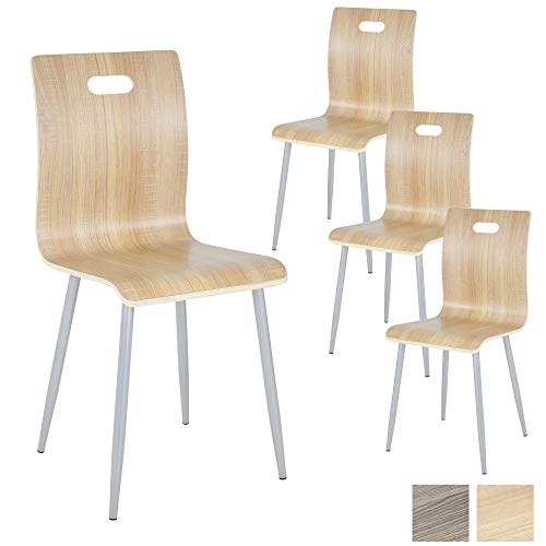 Albatros Silla de diseño Turin, Set de 4 sillas, Roble, de Madera contrachapada