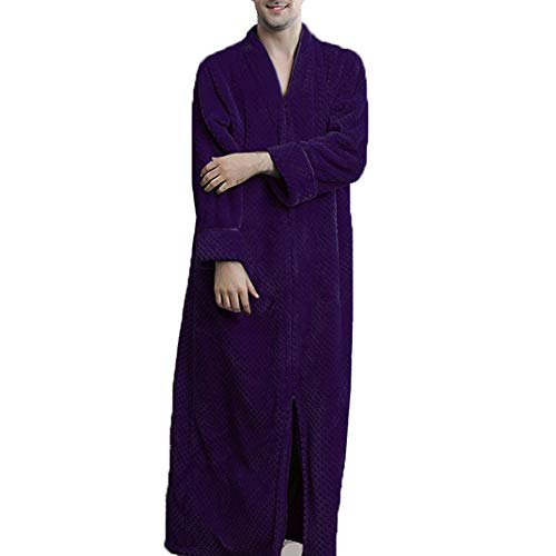 Albornoz largo con cremallera y forro polar para mujer, Morado (, XL