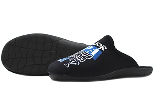 ALCALDE - 10721 Negro - Zapatilla de IR por casa, Pantufla Destalonada, Chinela el Mejor Papa del Mundo, para: Hombre Color: Negro Talla:40